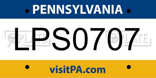LPS0707 Pennsylvania License Plate