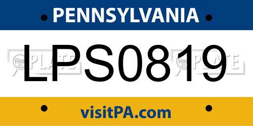 LPS0819 Pennsylvania License Plate