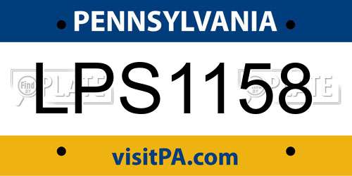 LPS1158 Pennsylvania License Plate