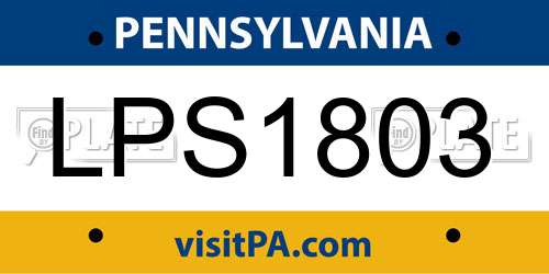 LPS1803 Pennsylvania License Plate