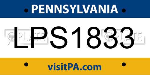 LPS1833 Pennsylvania License Plate