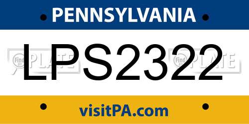 LPS2322 Pennsylvania License Plate