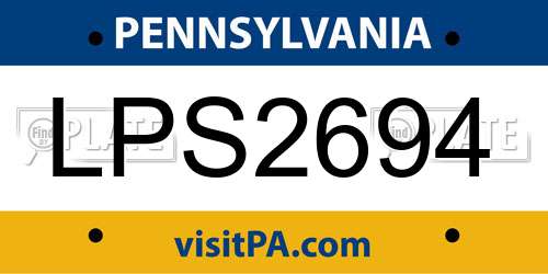LPS2694 Pennsylvania License Plate