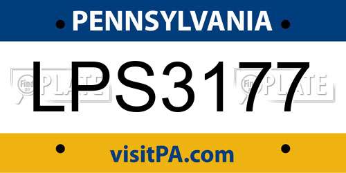 LPS3177 Pennsylvania License Plate