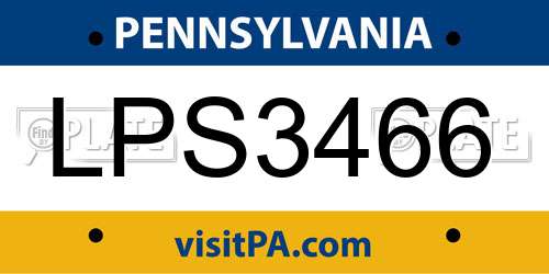 LPS3466 Pennsylvania License Plate
