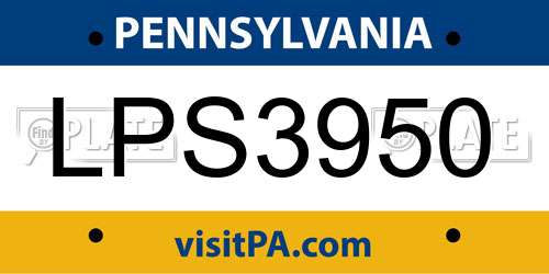 LPS3950 Pennsylvania License Plate