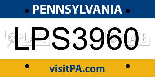 LPS3960 Pennsylvania License Plate