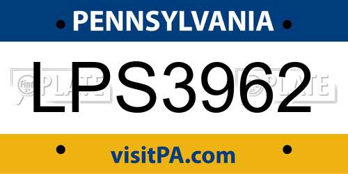 LPS3962 Pennsylvania License Plate