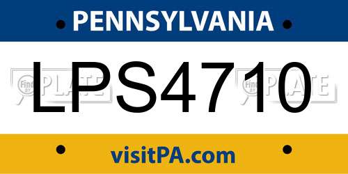 LPS4710 Pennsylvania License Plate