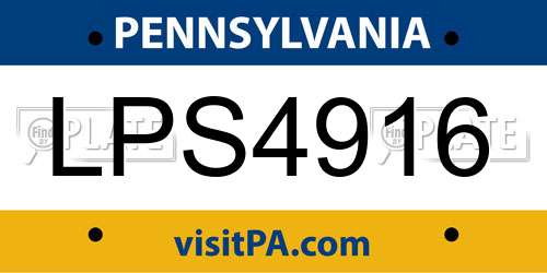 LPS4916 Pennsylvania License Plate