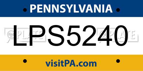 LPS5240 Pennsylvania License Plate