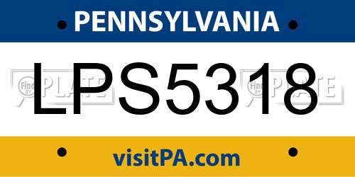 LPS5318 Pennsylvania License Plate
