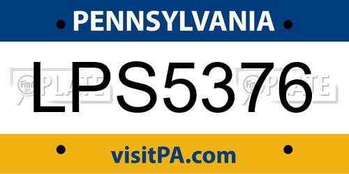 LPS5376 Pennsylvania License Plate