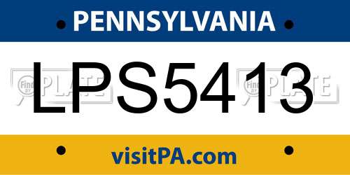 LPS5413 Pennsylvania License Plate