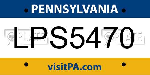 LPS5470 Pennsylvania License Plate