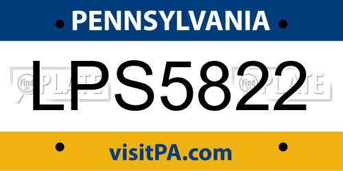 LPS5822 Pennsylvania License Plate