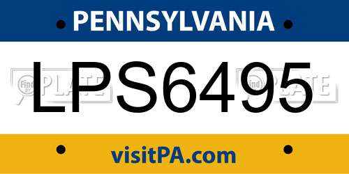 LPS6495 Pennsylvania License Plate