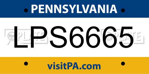LPS6665 Pennsylvania License Plate