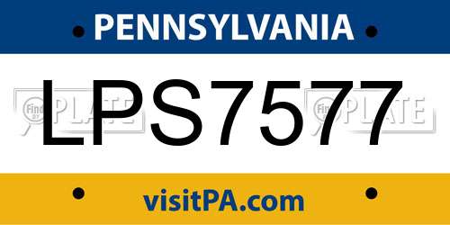 LPS7577 Pennsylvania License Plate