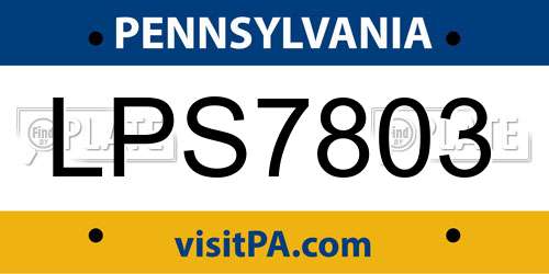 LPS7803 Pennsylvania License Plate