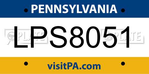 LPS8051 Pennsylvania License Plate