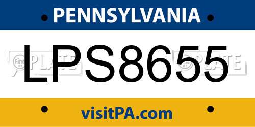 LPS8655 Pennsylvania License Plate