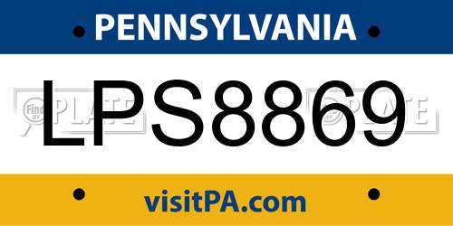 LPS8869 Pennsylvania License Plate