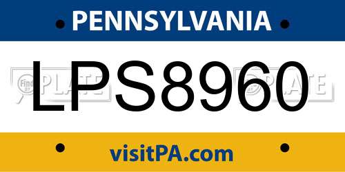 LPS8960 Pennsylvania License Plate