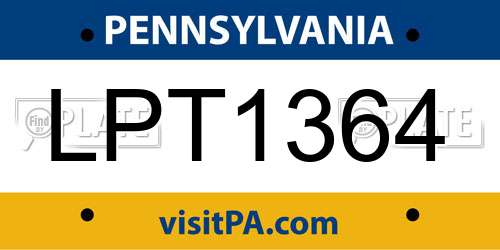 LPT1364 Pennsylvania License Plate