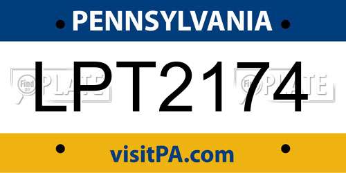 LPT2174 Pennsylvania License Plate
