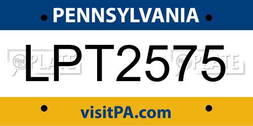 LPT2575 Pennsylvania License Plate