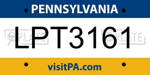 LPT3161 Pennsylvania License Plate