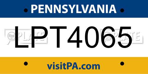 LPT4065 Pennsylvania License Plate