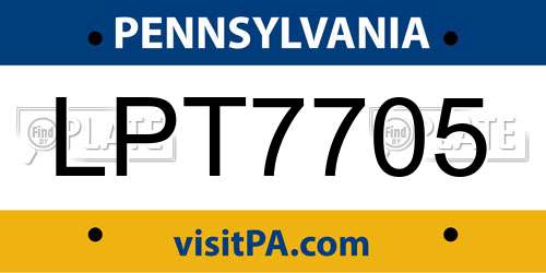 LPT7705 Pennsylvania License Plate