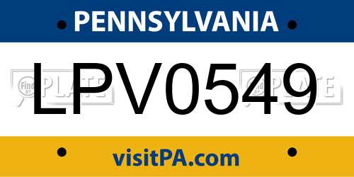 LPV0549 Pennsylvania License Plate