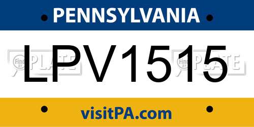 LPV1515 Pennsylvania License Plate