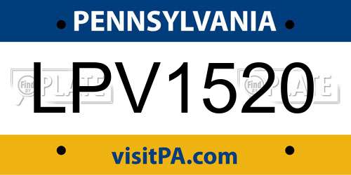 LPV1520 Pennsylvania License Plate