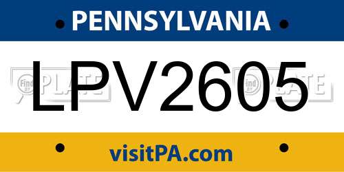 LPV2605 Pennsylvania License Plate