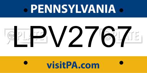 LPV2767 Pennsylvania License Plate