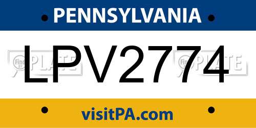 LPV2774 Pennsylvania License Plate