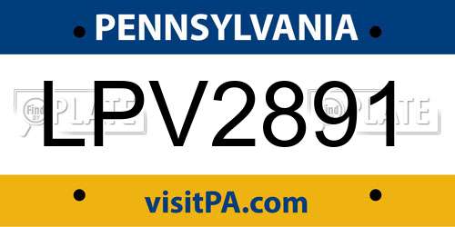 LPV2891 Pennsylvania License Plate