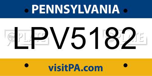 LPV5182 Pennsylvania License Plate