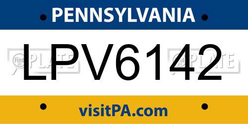 LPV6142 Pennsylvania License Plate