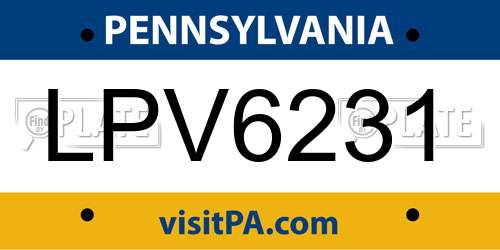 LPV6231 Pennsylvania License Plate