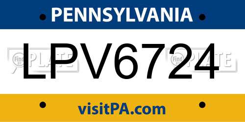 LPV6724 Pennsylvania License Plate