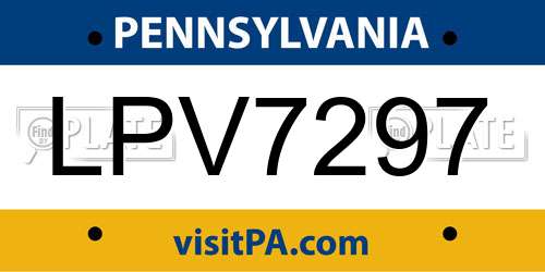 LPV7297 Pennsylvania License Plate