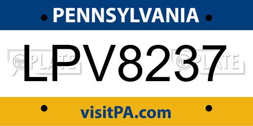 LPV8237 Pennsylvania License Plate