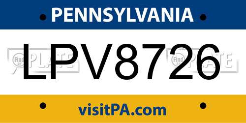 LPV8726 Pennsylvania License Plate