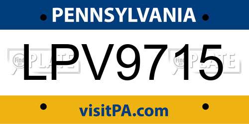 LPV9715 Pennsylvania License Plate