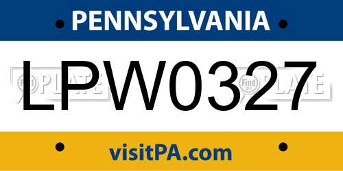 LPW0327 Pennsylvania License Plate